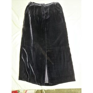 Willi Smith Women's Sz 12 Navy Velvet A-Line Maxi Skirt Black tie Christmas